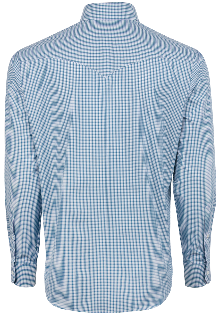 Pinto Ranch YY Collection Checked Poplin Button-Front Shirt - Blue