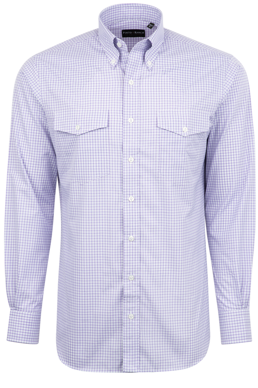 Pinto Ranch YY Collection Checked Poplin Button-Front Shirt - Purple