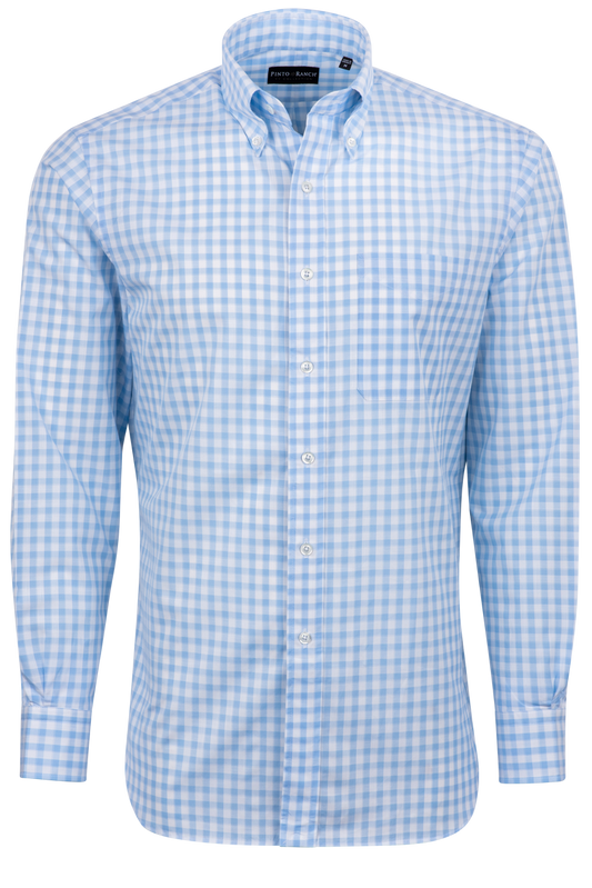 Pinto Ranch YY Collection Gingham Button-Front Shirt - Blue