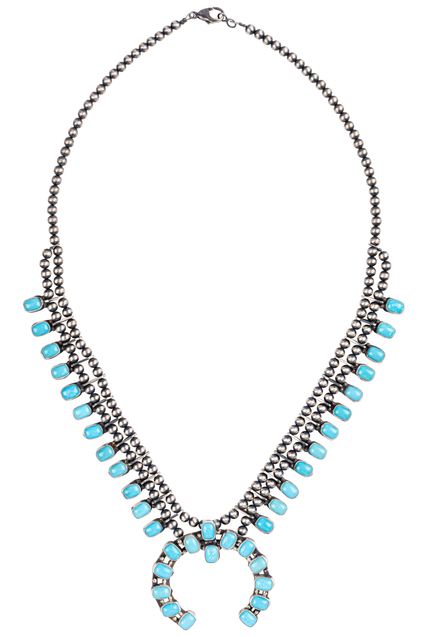 Navajo Squash Blossom Turquoise Necklace