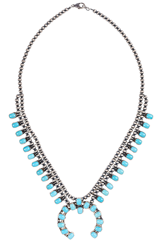 Navajo Squash Blossom Turquoise Necklace