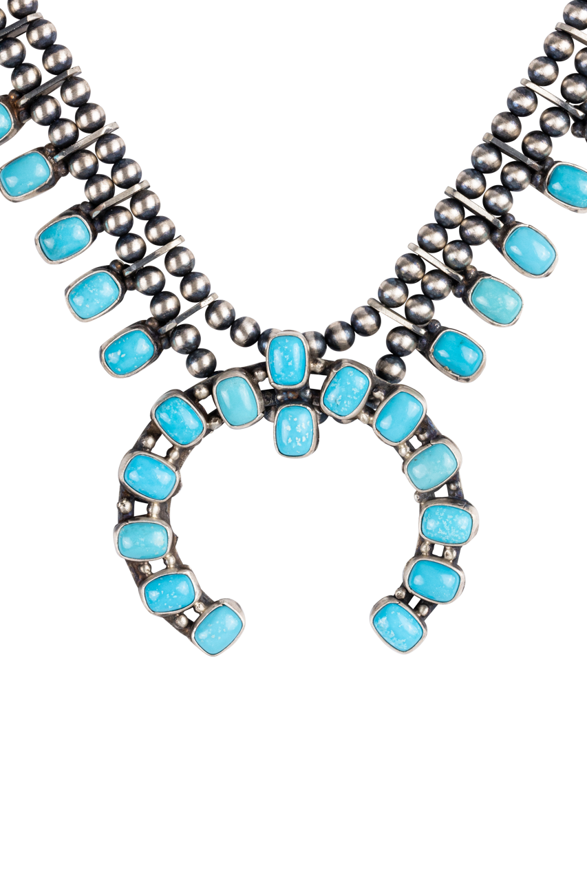 Navajo Squash Blossom Turquoise Necklace
