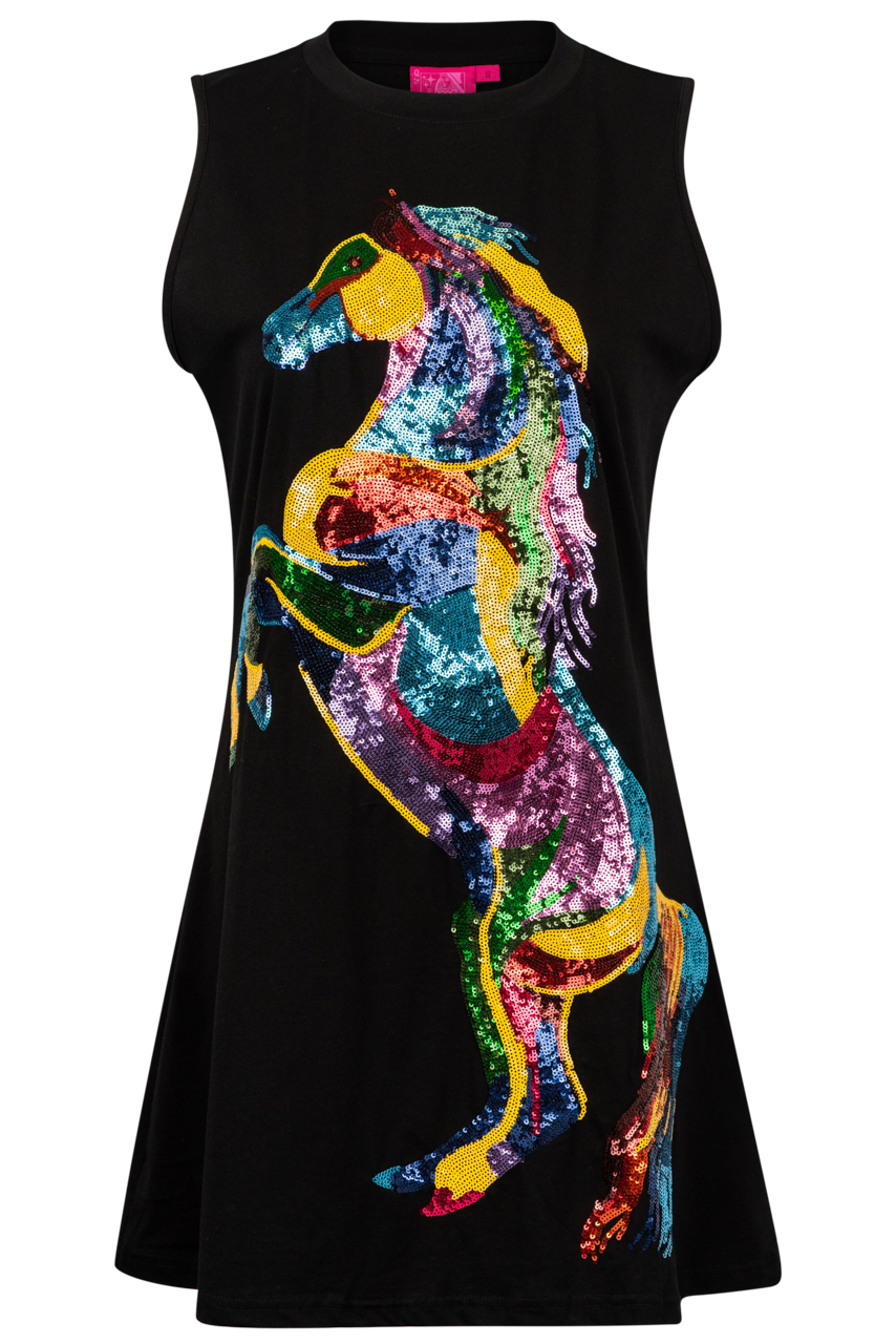 Queen of Sparkles Rainbow Horse Dress