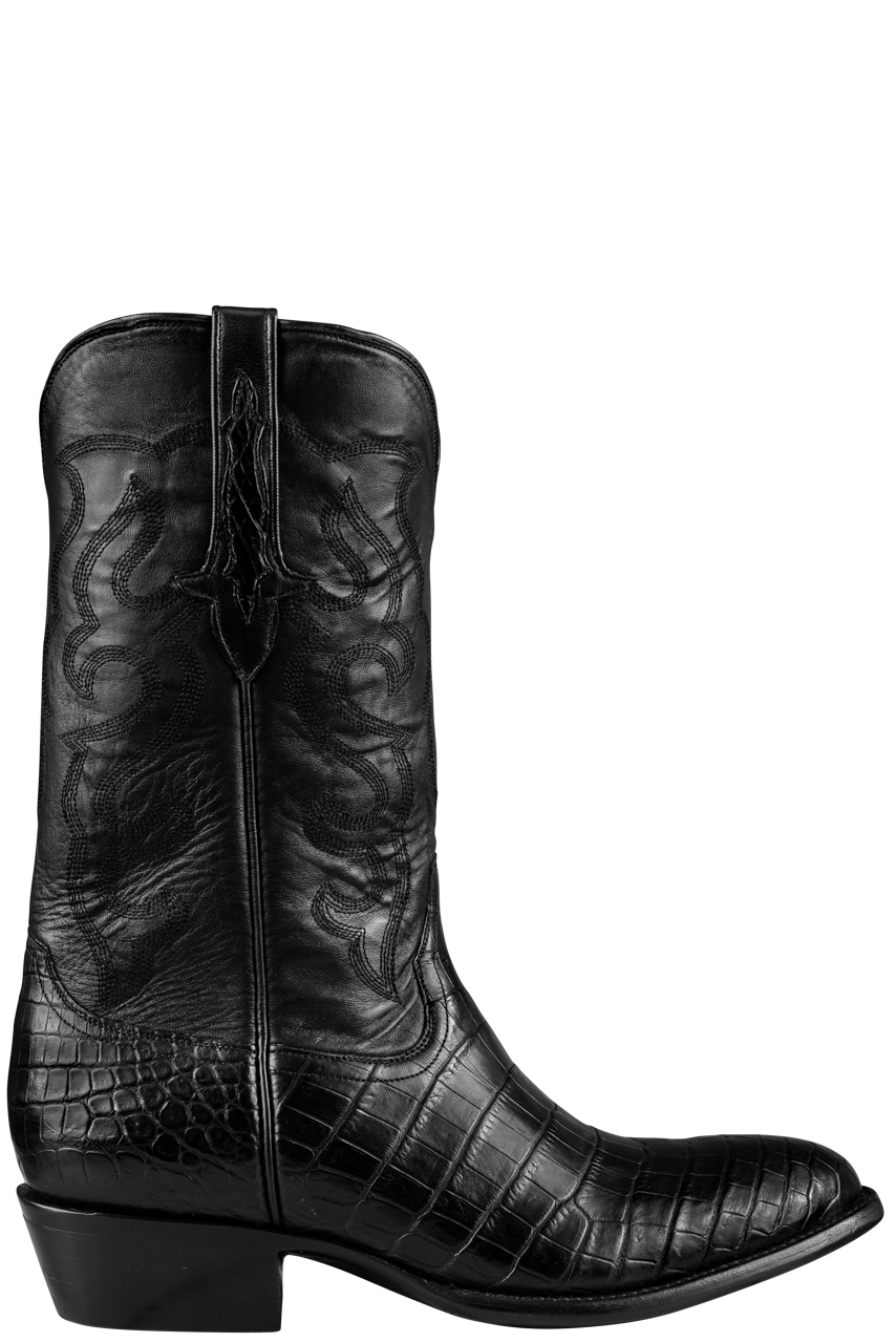 Stallion Nile Crocodile Cowboy Boots - Black
