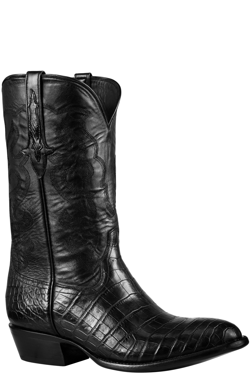 Stallion Nile Crocodile Cowboy Boots - Black