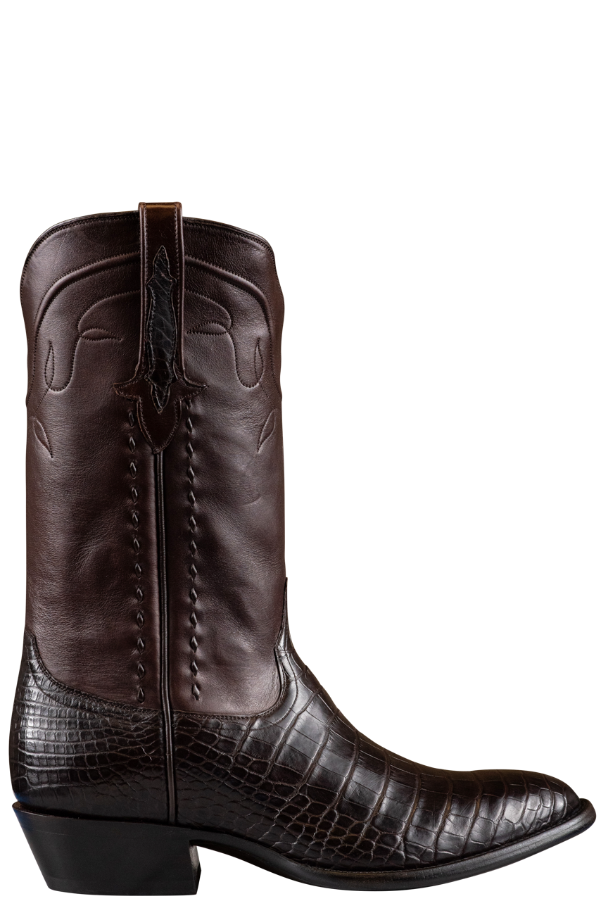 Stallion American Alligator Cowboy Boots - Chocolate