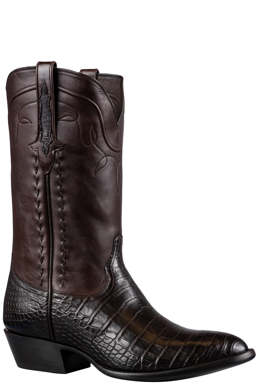 Stallion American Alligator Cowboy Boots - Chocolate