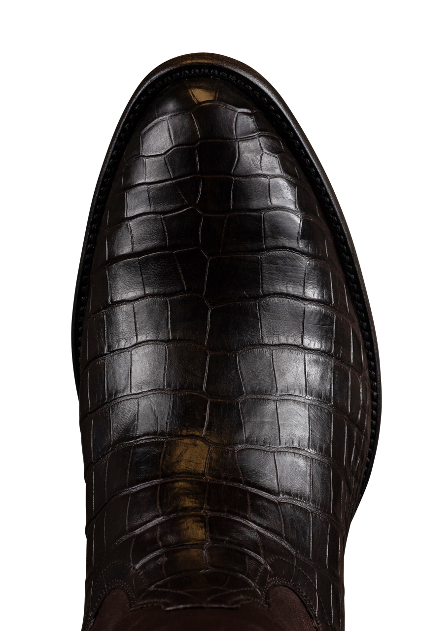 Stallion American Alligator Cowboy Boots - Chocolate