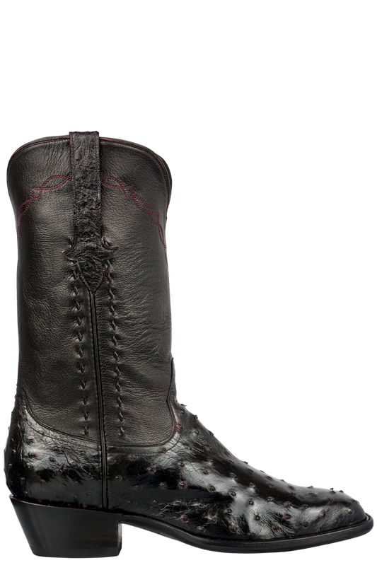 Stallion Men's Full Quill Ostrich Cowboy Boots - Black Cherry