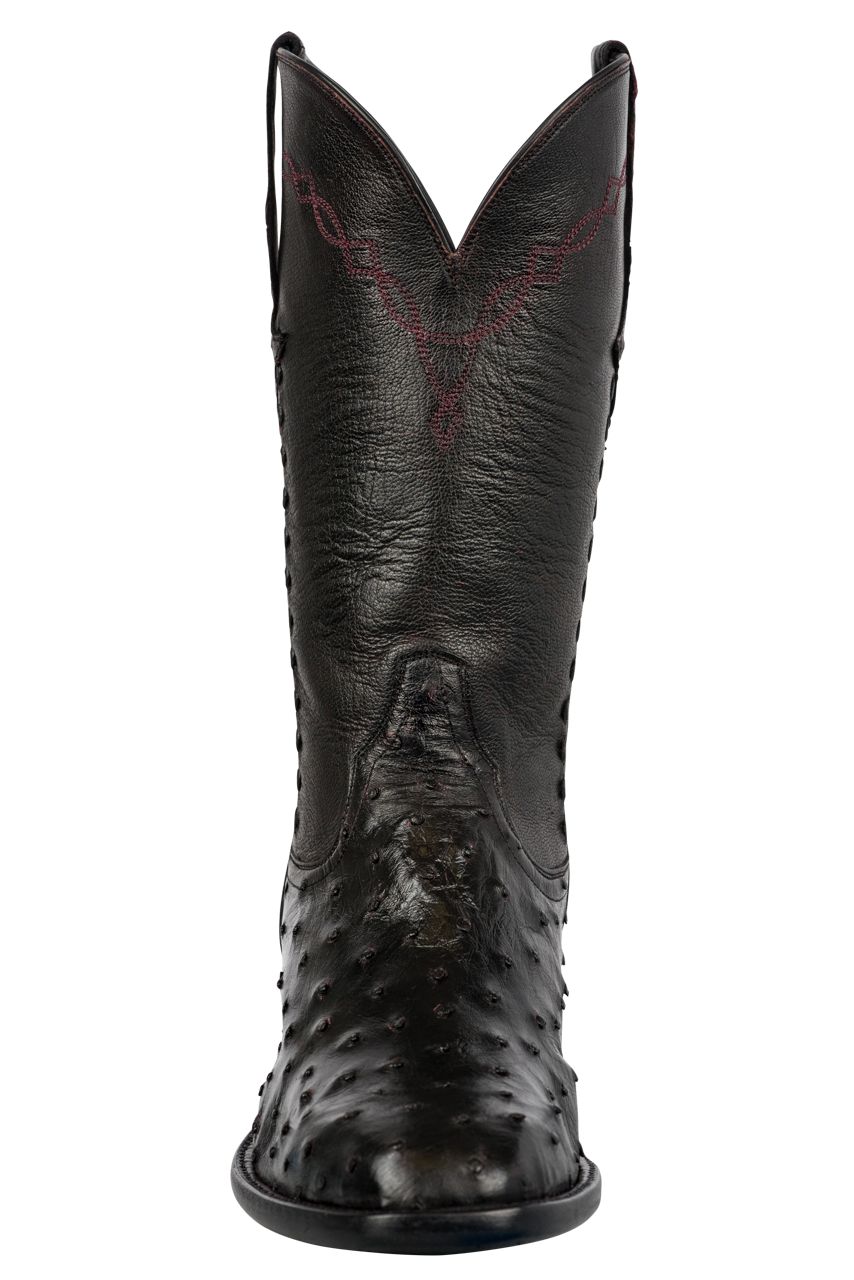 Stallion Men's Full Quill Ostrich Cowboy Boots - Black Cherry