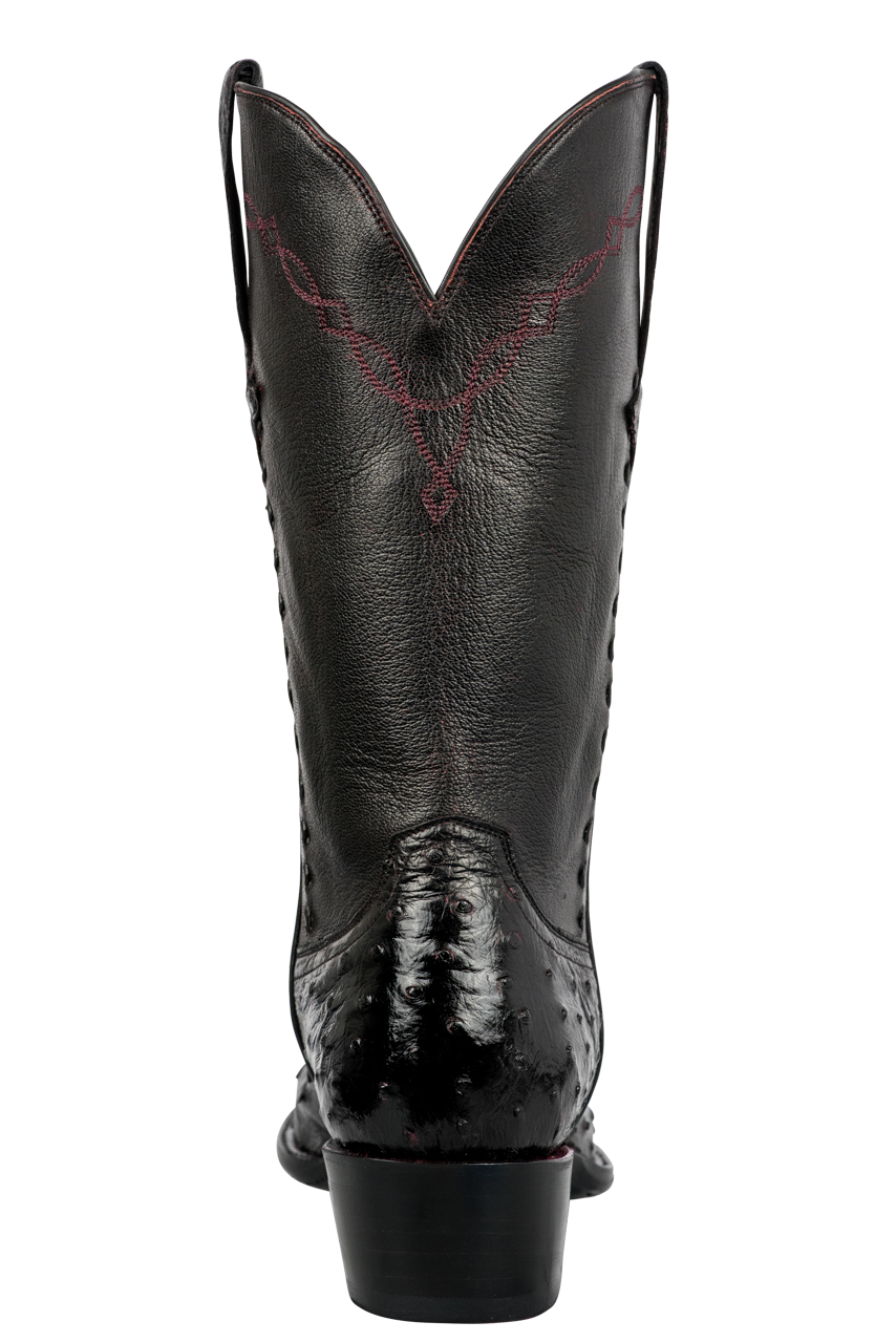 Stallion Men's Full Quill Ostrich Cowboy Boots - Black Cherry