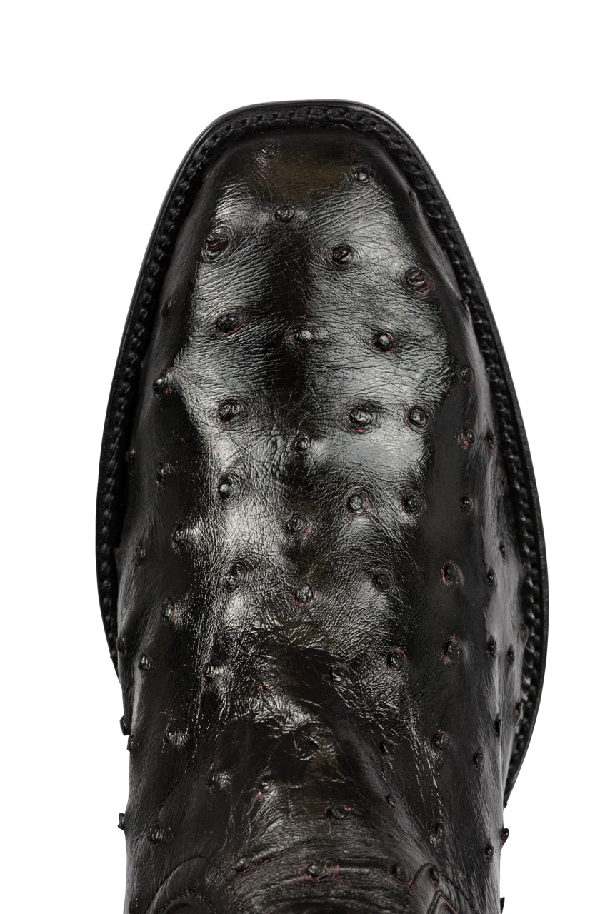 Stallion Men's Full Quill Ostrich Cowboy Boots - Black Cherry