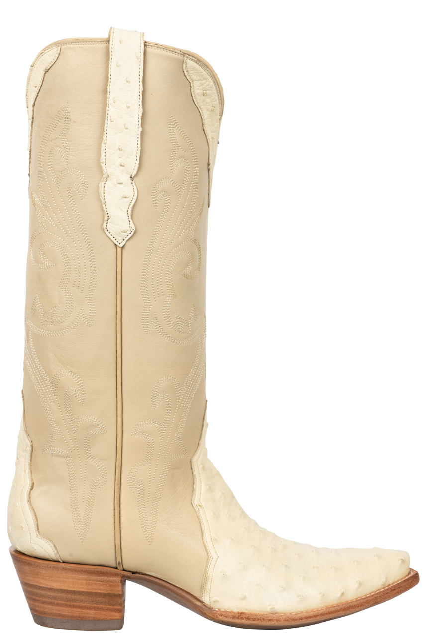 Stallion Full Quill Ostrich Gallegos Cowgirl Boots - Cream