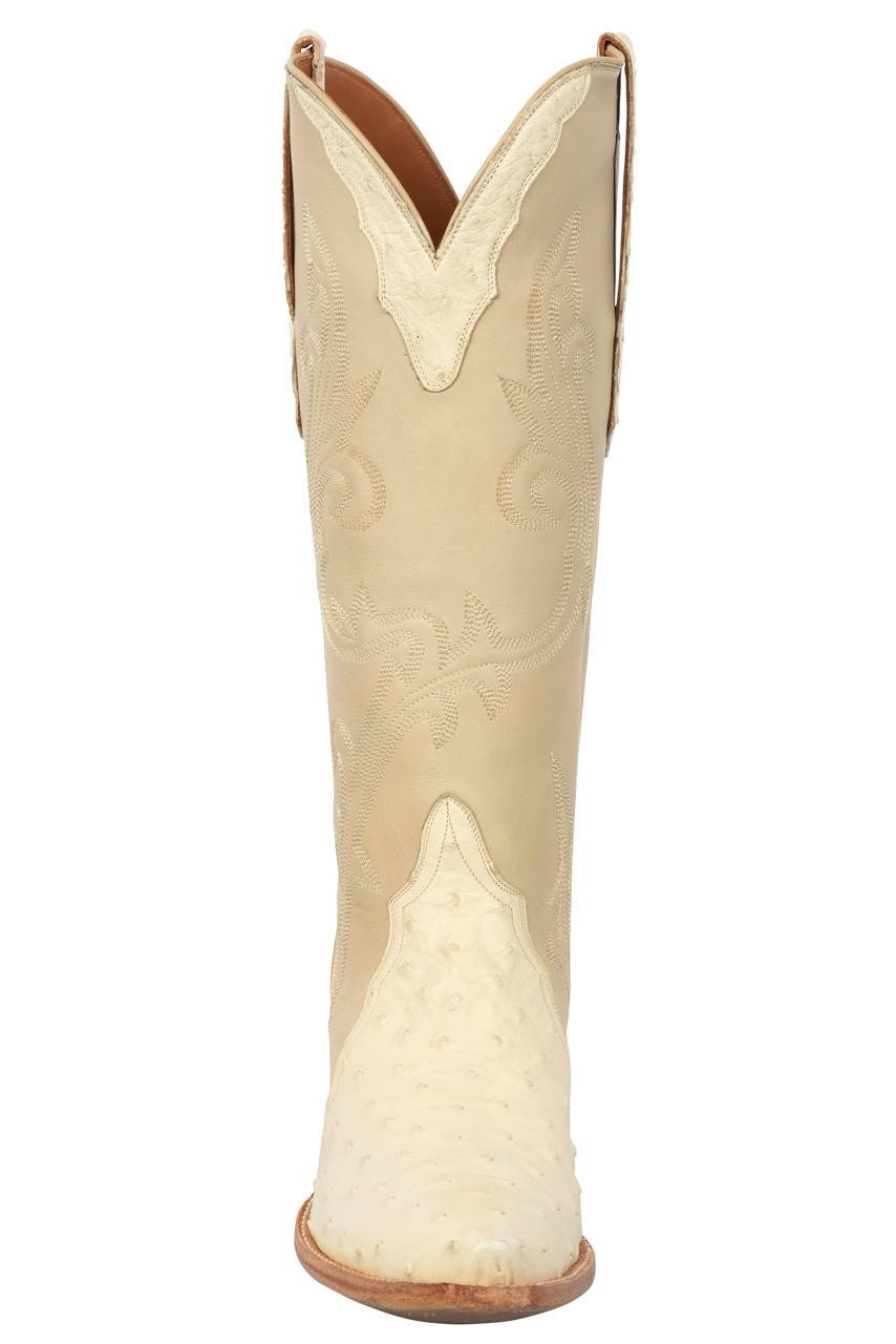 Stallion Full Quill Ostrich Gallegos Cowgirl Boots - Cream