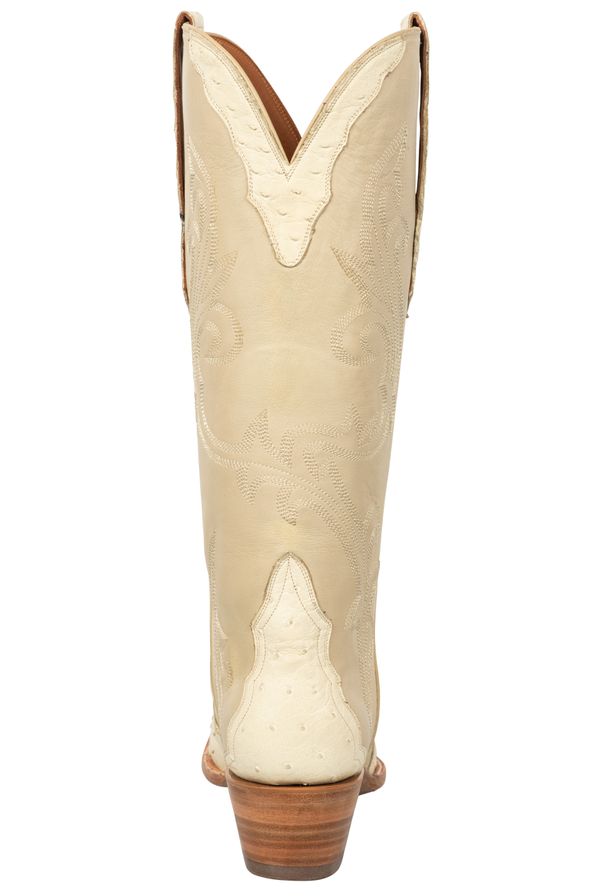 Stallion Full Quill Ostrich Gallegos Cowgirl Boots - Cream