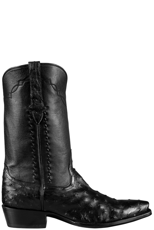 Stallion Men's Full Quill Ostrich Cowboy Boots - Black