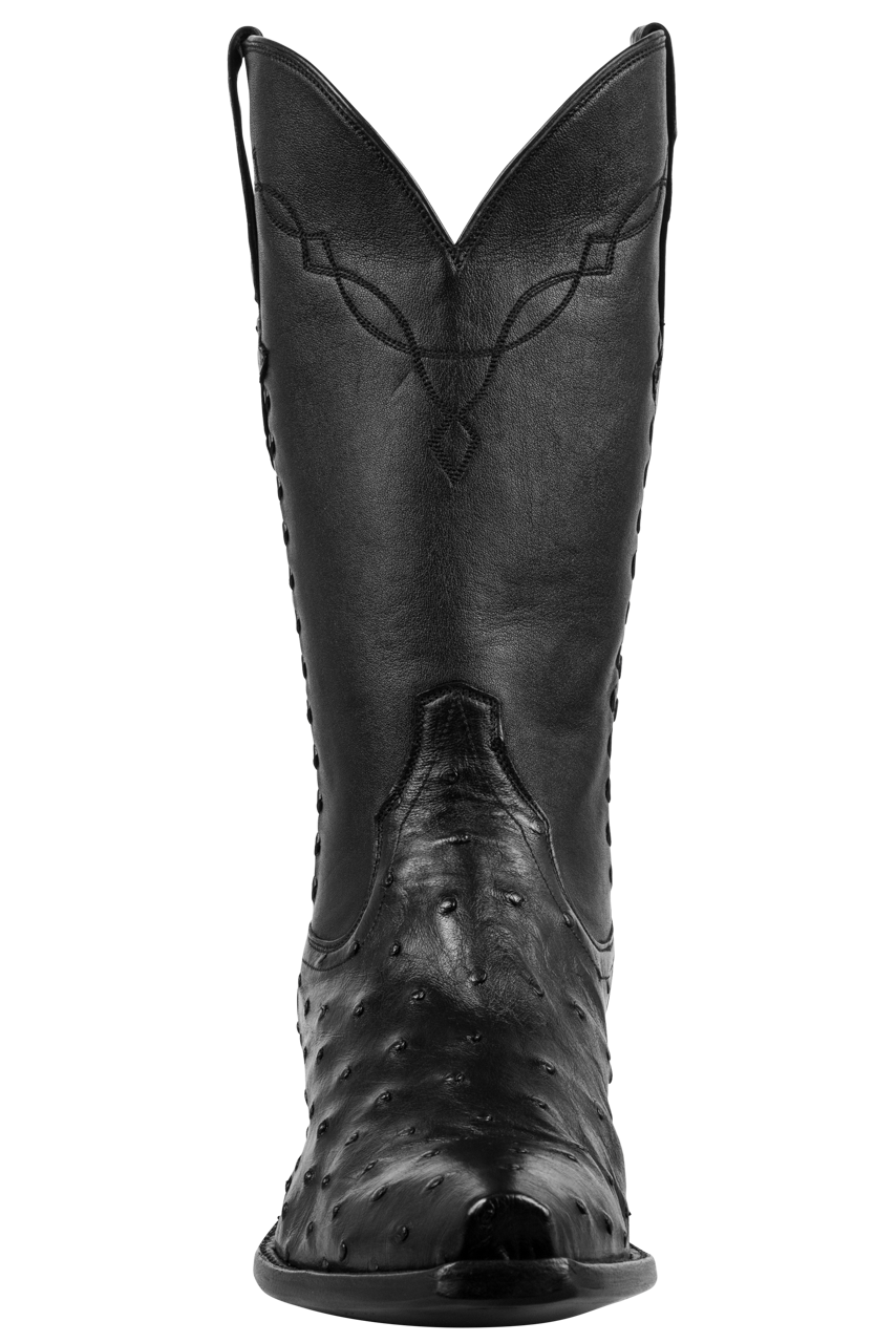 Stallion Men's Full Quill Ostrich Cowboy Boots - Black
