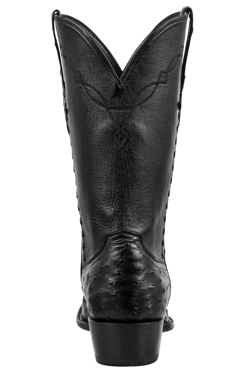 Stallion Men's Full Quill Ostrich Cowboy Boots - Black