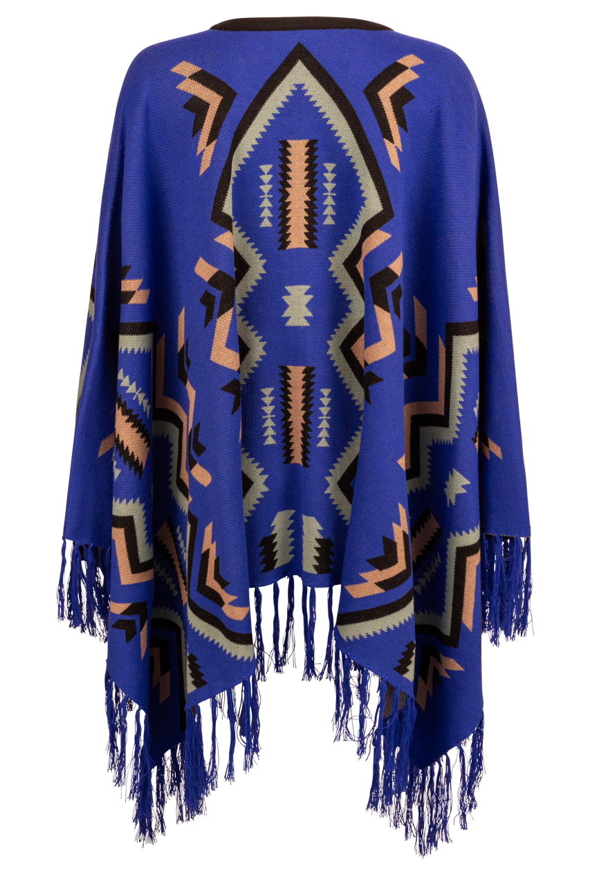 Pinto Ranch Aztec Print Cape - Sapphire