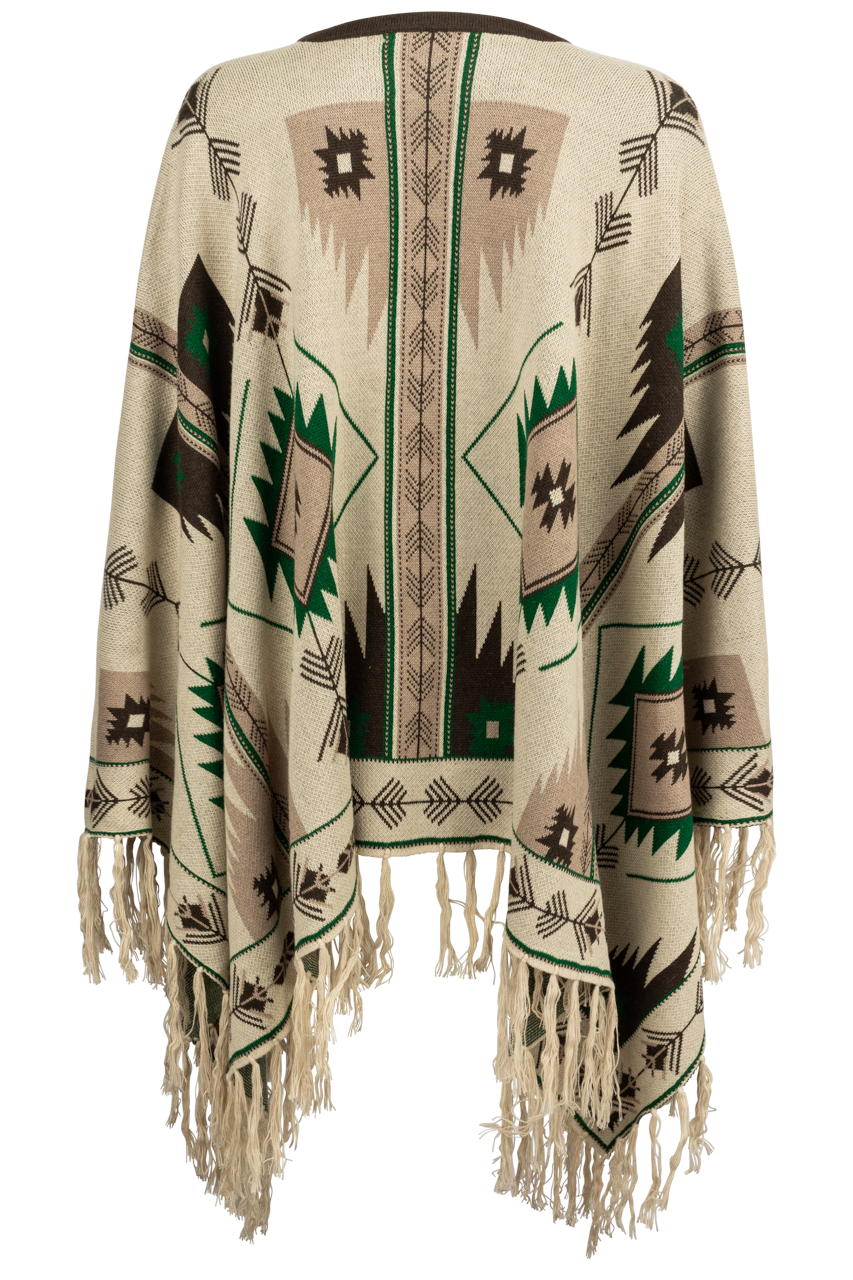 Pinto Ranch Aztec Print Cape - Ivory