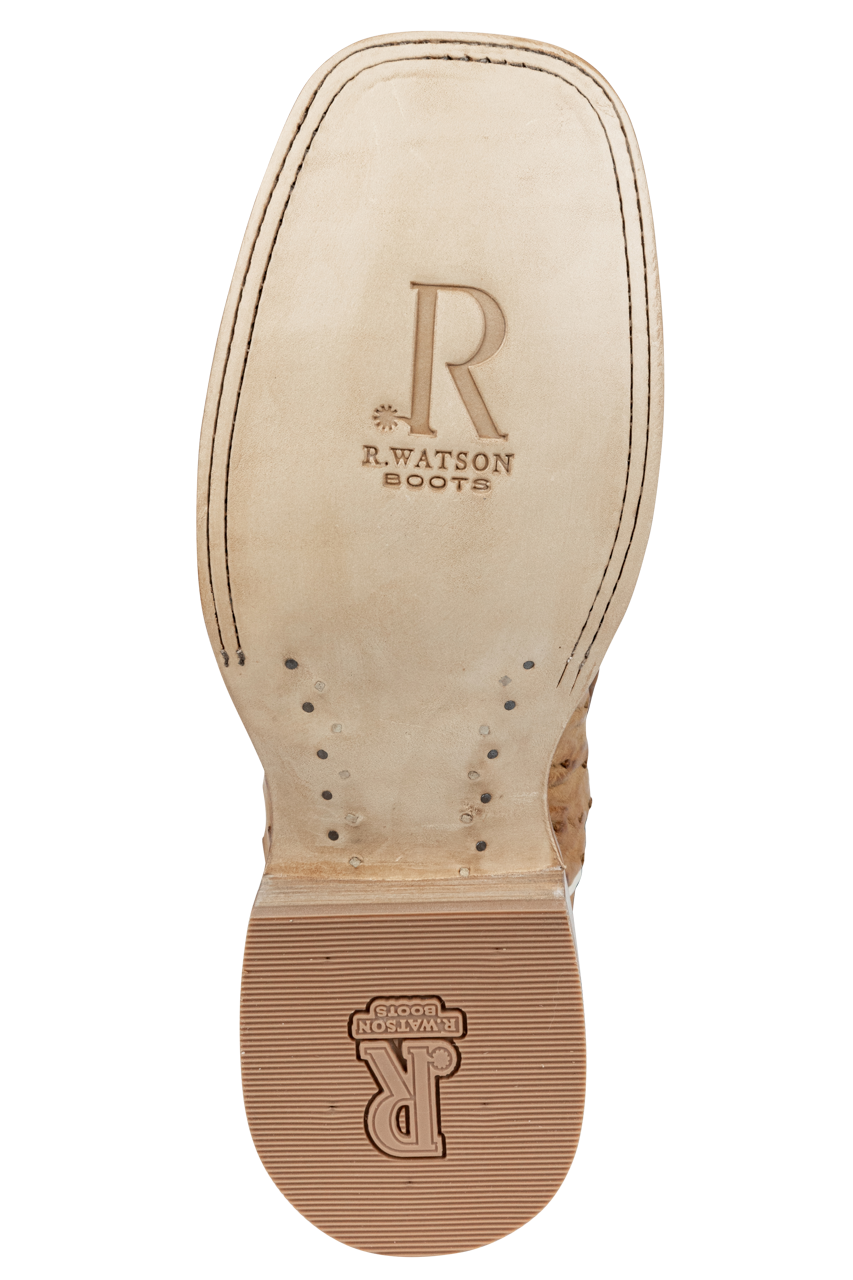 R. Watson Full Quill Ostrich Cowboy Boots - Antique Saddle