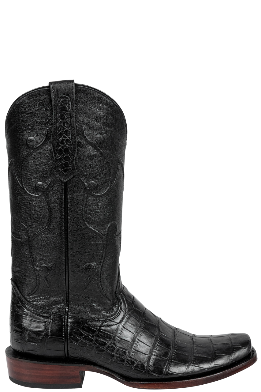R. Watson Black Nile Crocodile Narrow Cowboy Boots | Pinto Ranch