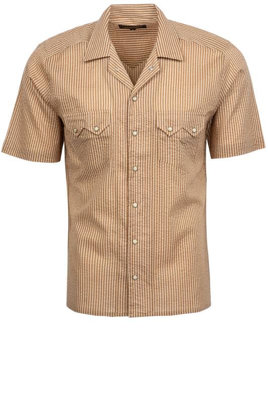 Richter Goods Salado Woven Snap Front Shirt - Clay Stripes