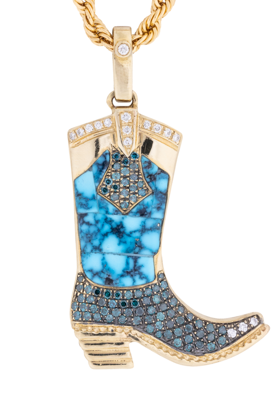 Turquoise & Diamond Boot Pendant