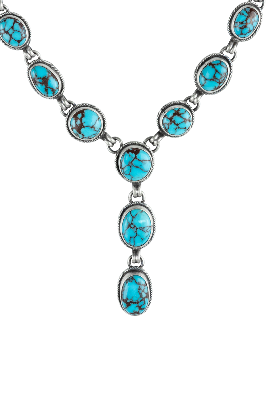 Turquoise and Silver Drop Necklace