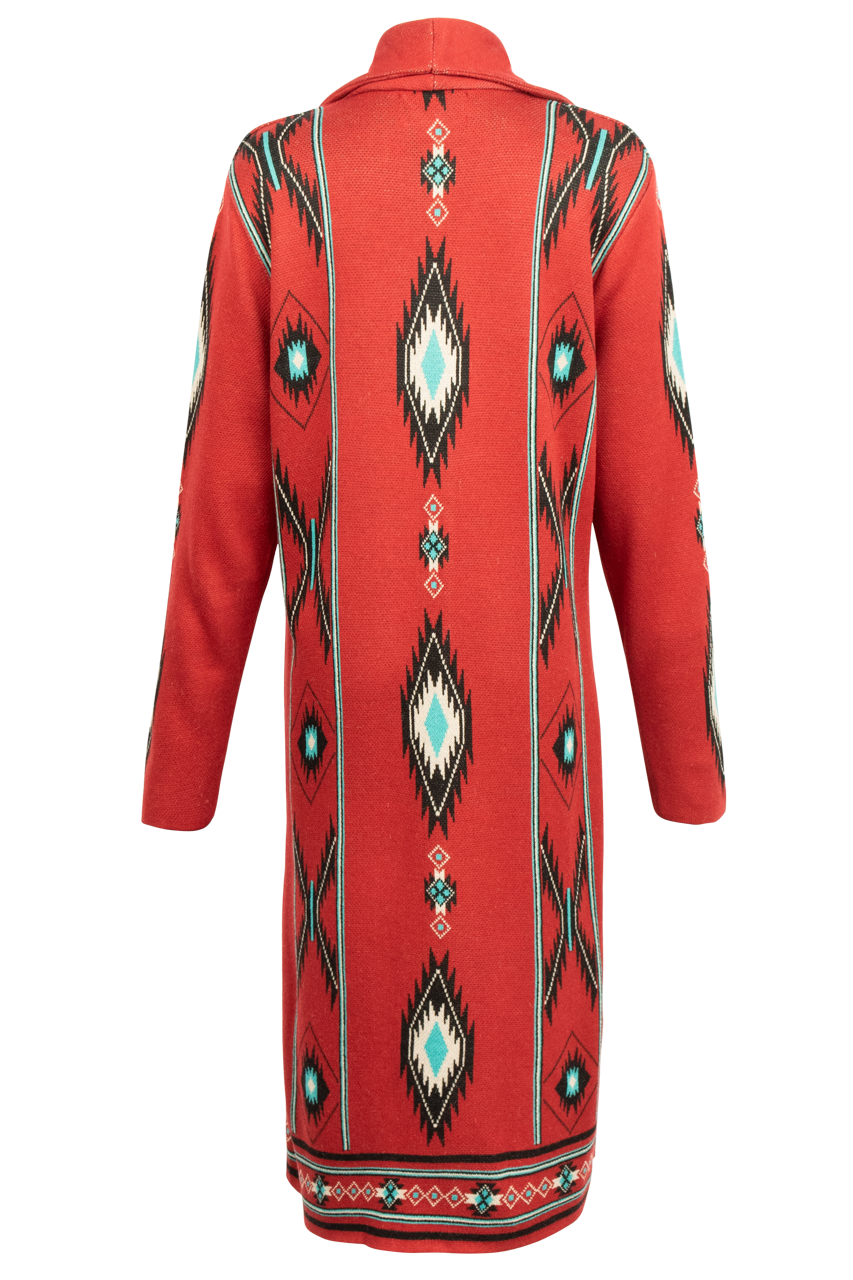 Time of the West Cardigan Coat - Red