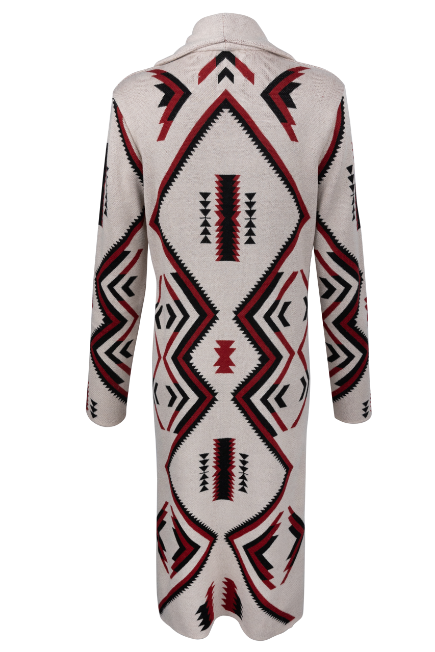 Pinto Ranch Ivory Aztec Print Sweater Coat