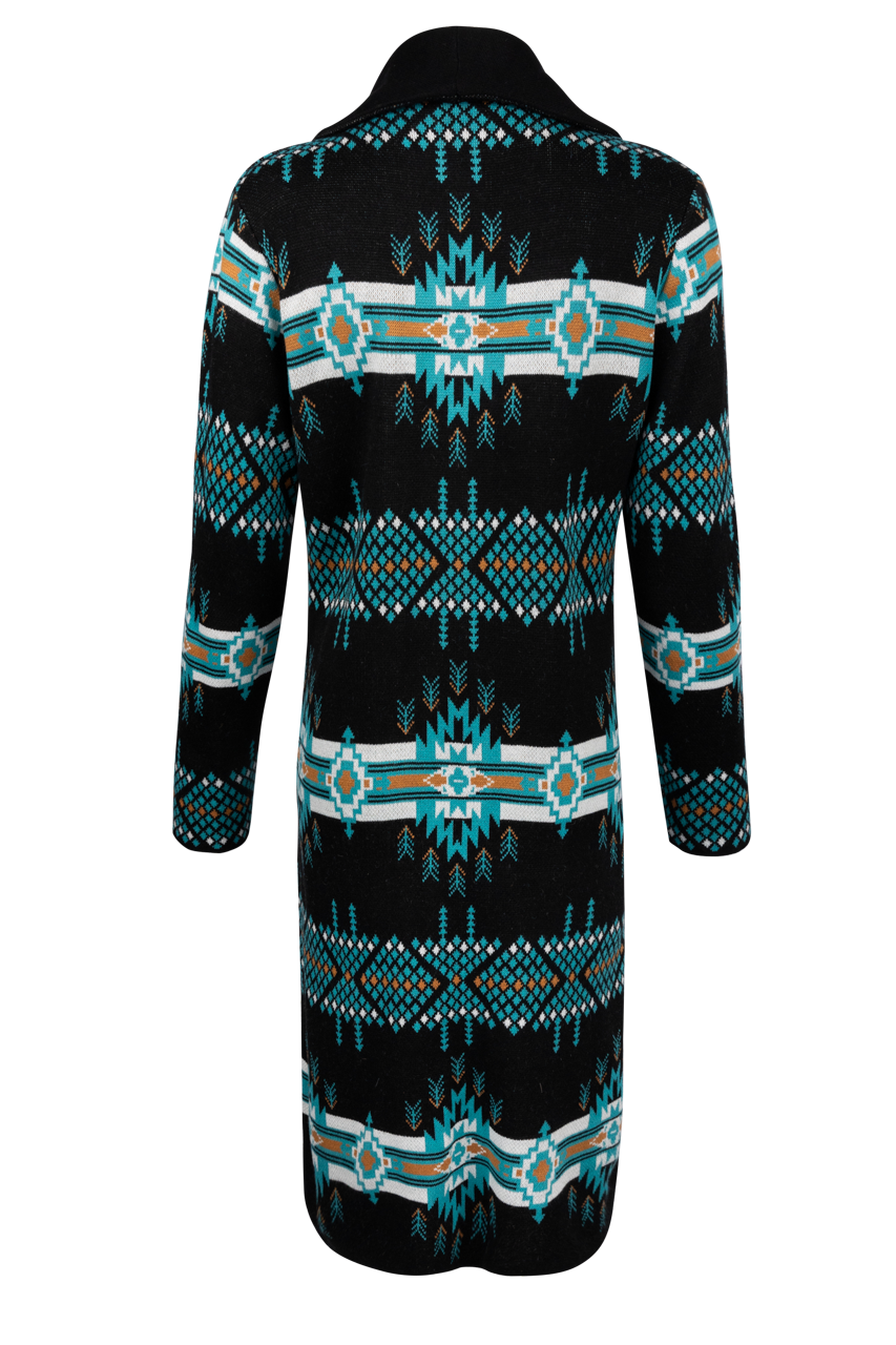 Pinto Ranch Black Aztec Print Sweater Coat