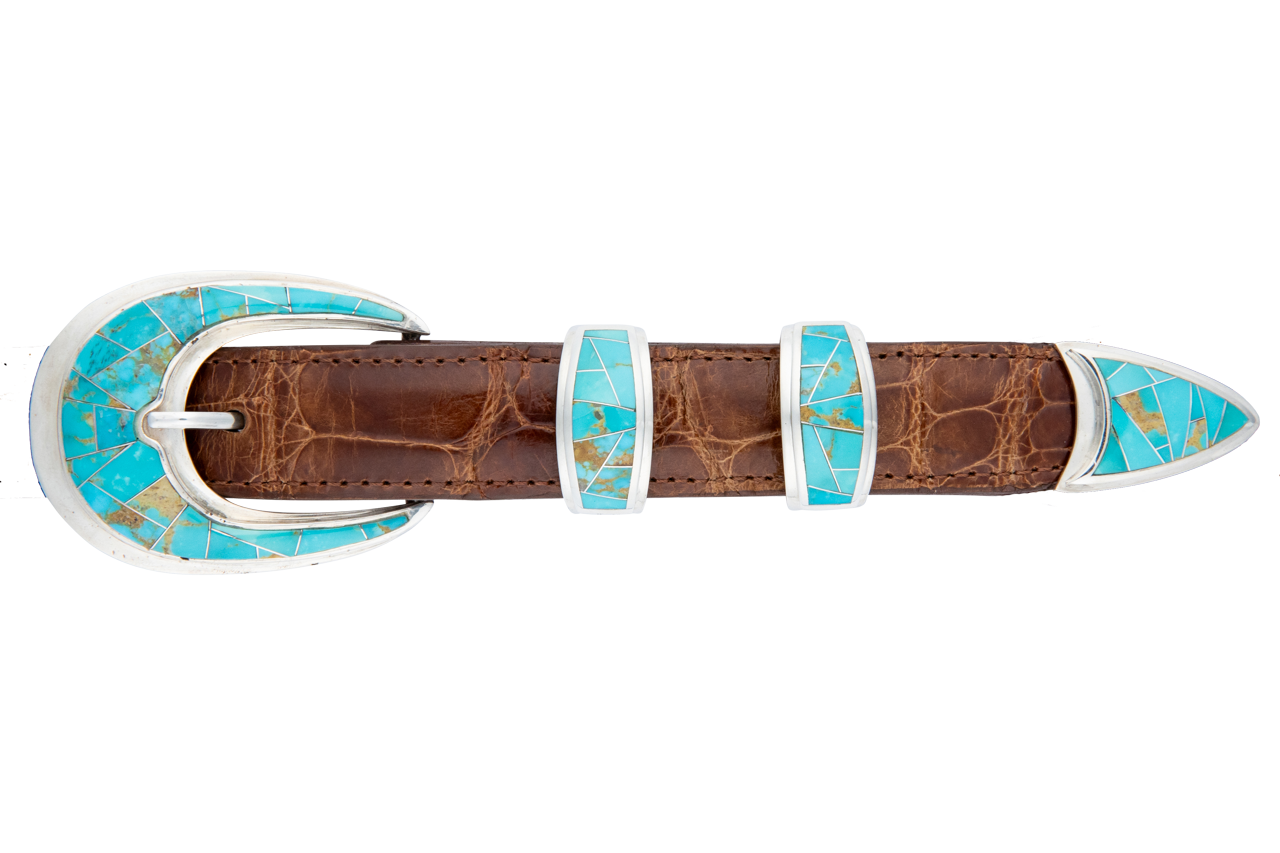 Turquoise Inlay Buckle Set