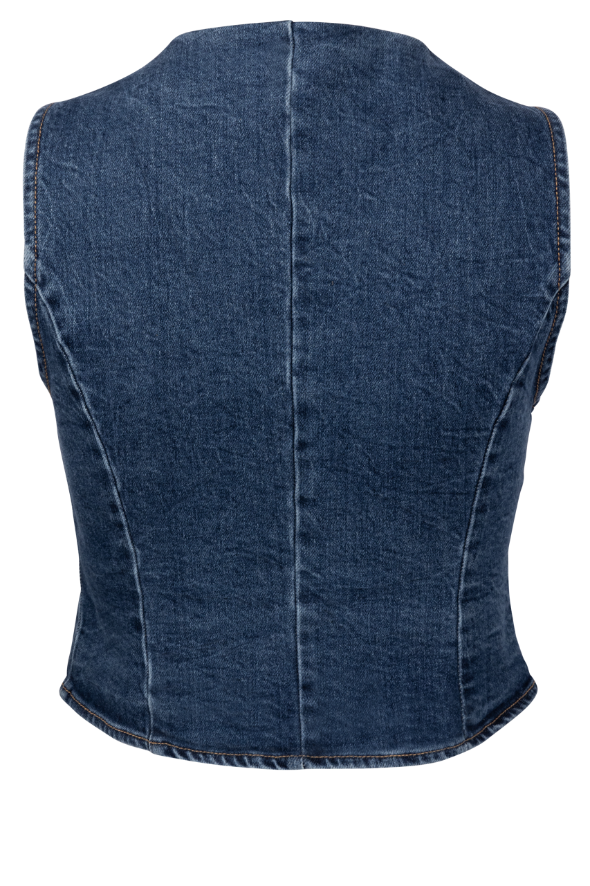 Miss Love Cropped Denim Vest