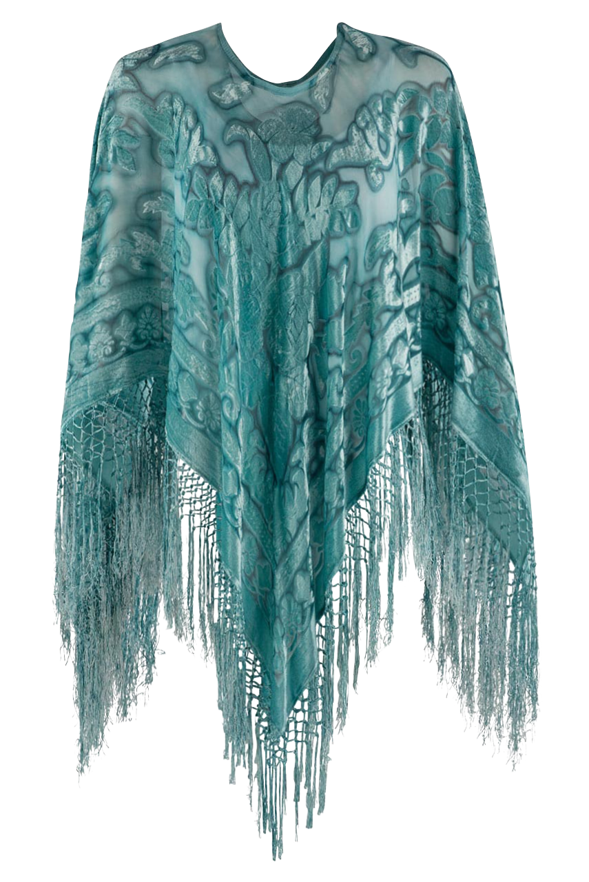 Pat Dahnke Turquoise Burnout Poncho