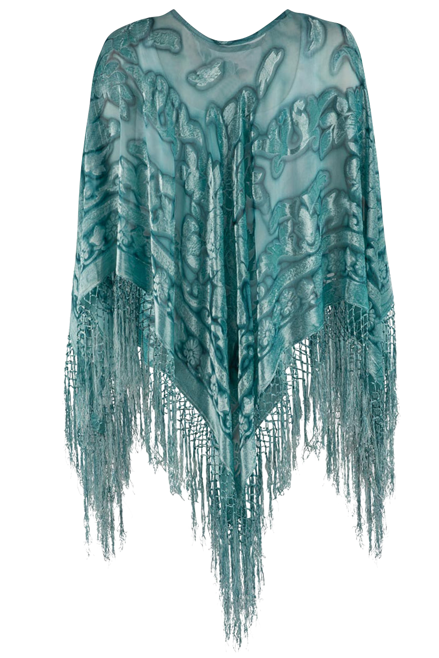 Pat Dahnke Turquoise Burnout Poncho