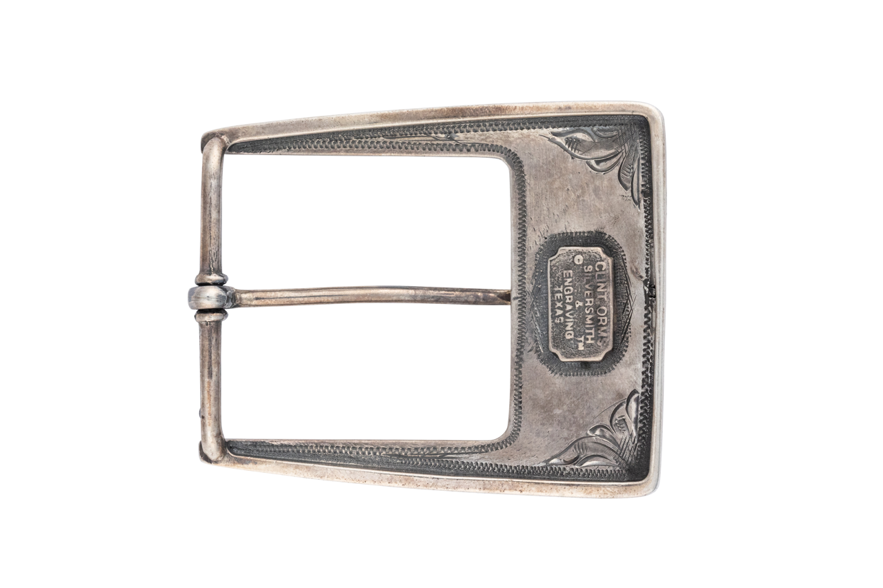 Clint Orms 1.5" Gold & Ruby Single Belt Buckle