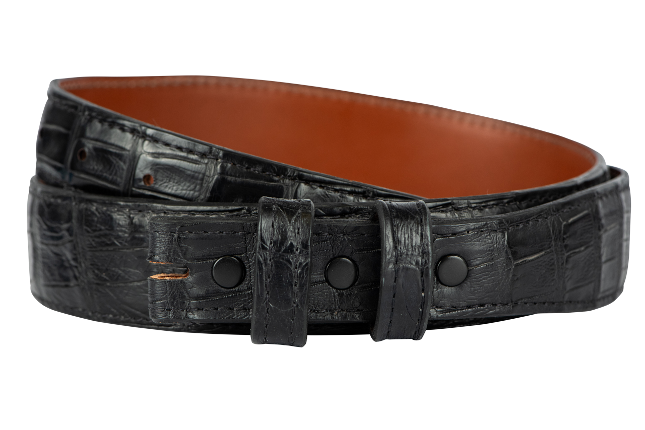 Chacon 1.25" Ultra Crocodile Matte Tapered Leather Belt Strap