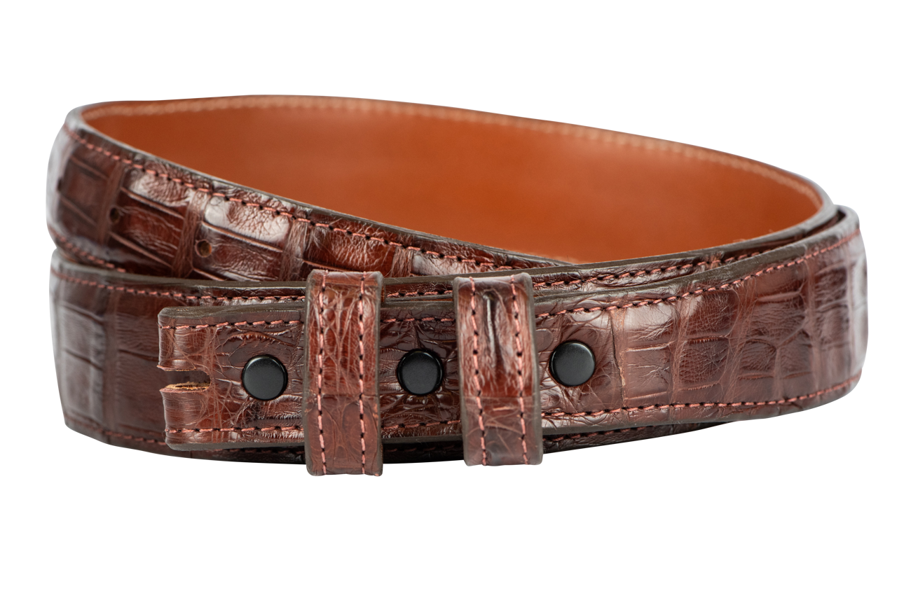 Chacon 1.25" Ultra Crocodile Matte Tapered Leather Belt Strap