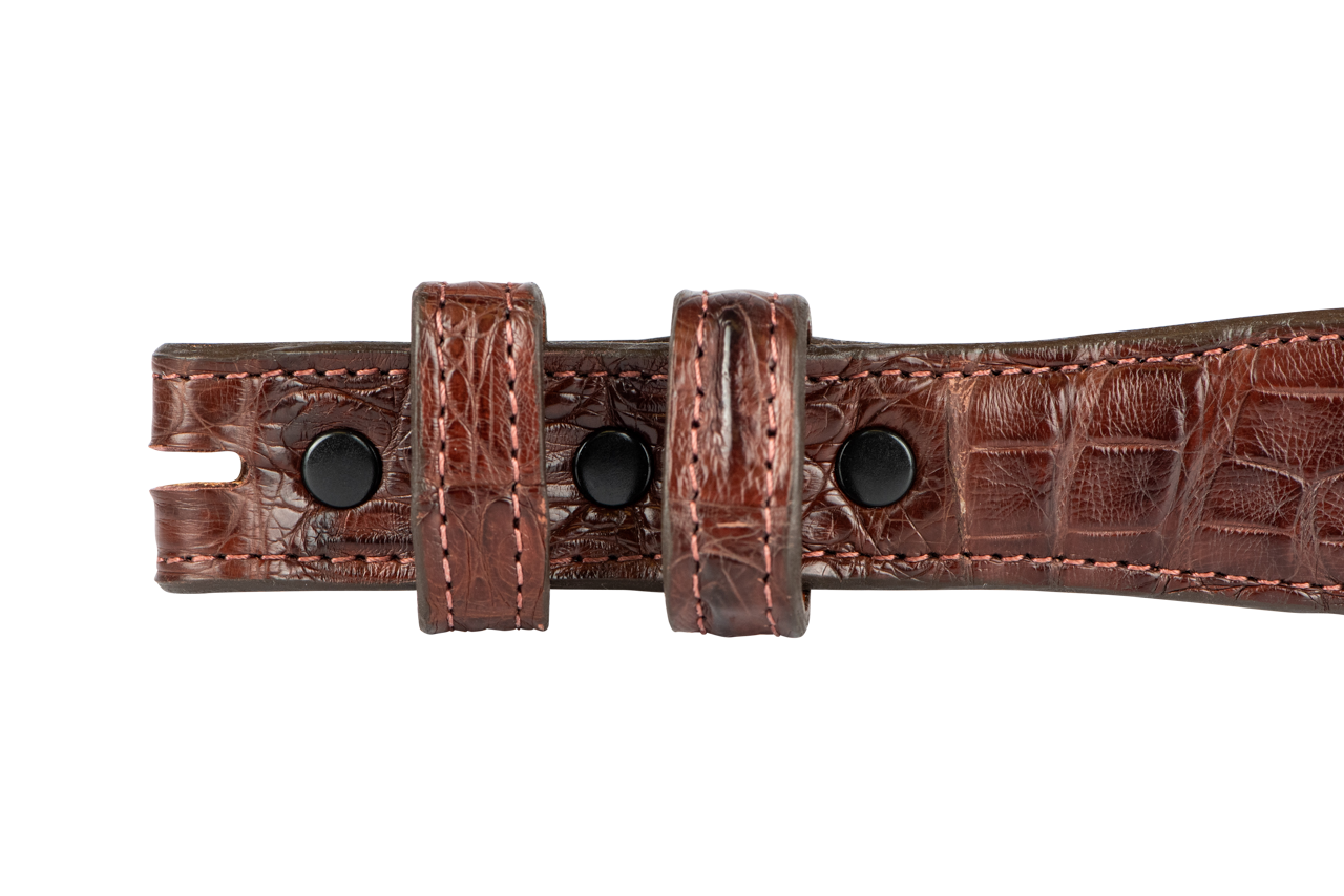 Chacon 1.25" Ultra Crocodile Matte Tapered Leather Belt Strap