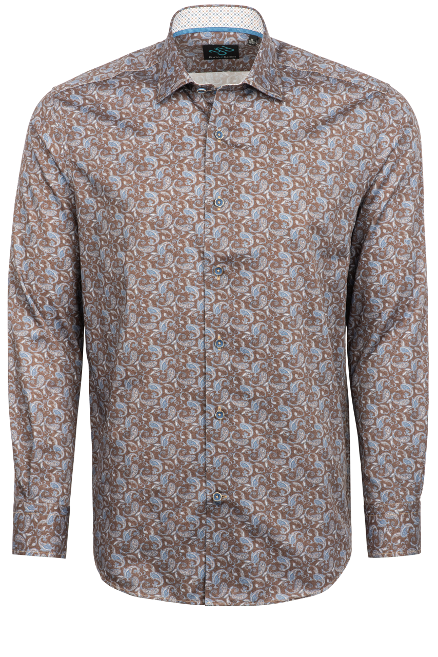 Pinto Ranch YY Collection Camel Paisley Button-Front Western Sport