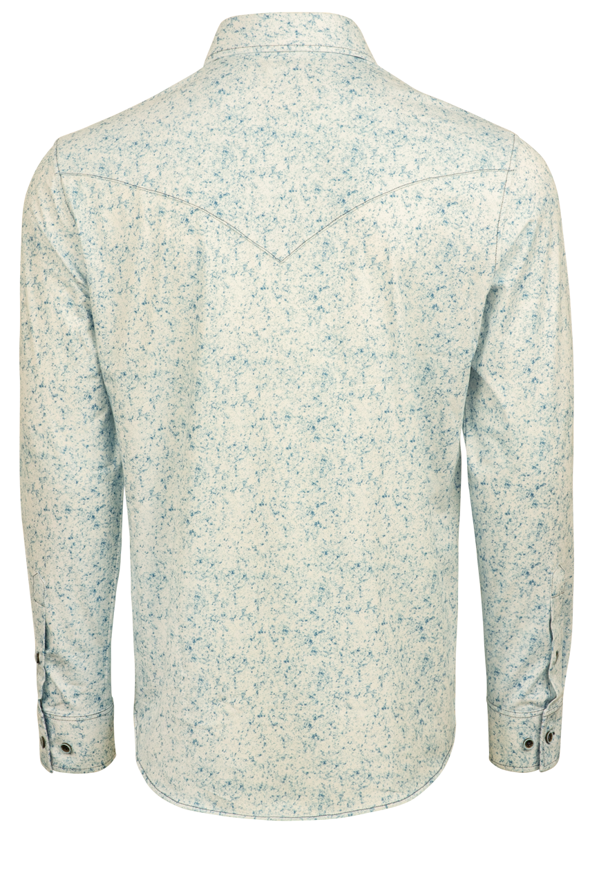 Pinto Ranch YY Collection Button-Front Sport Shirt - White & Blue