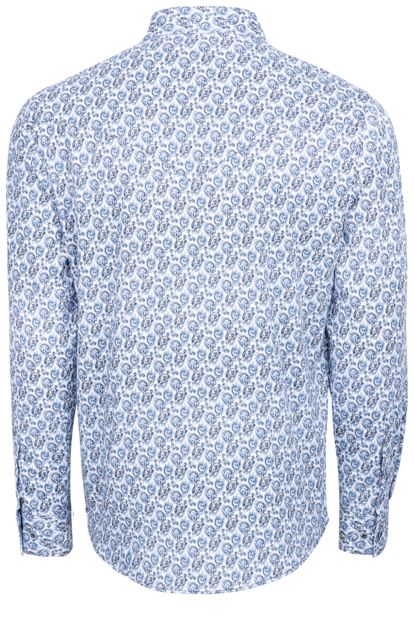 Pinto Ranch YY Collection Button-Front Shirt - Blue Paisley