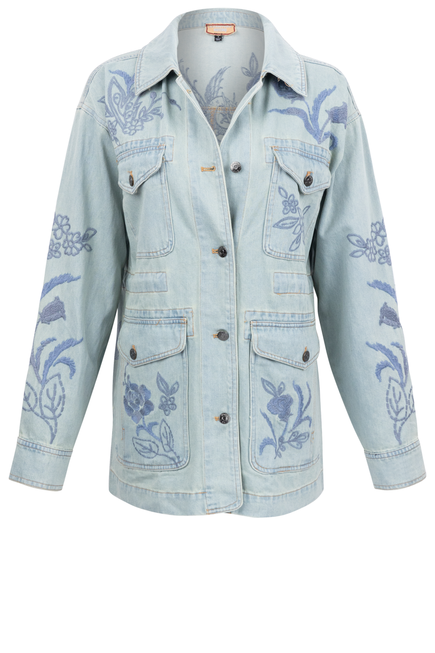 Johnny was embroidered fashion denim jacket