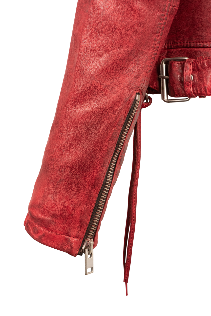 Mauritius Red Wani Vintage Lamb Leather Jacket