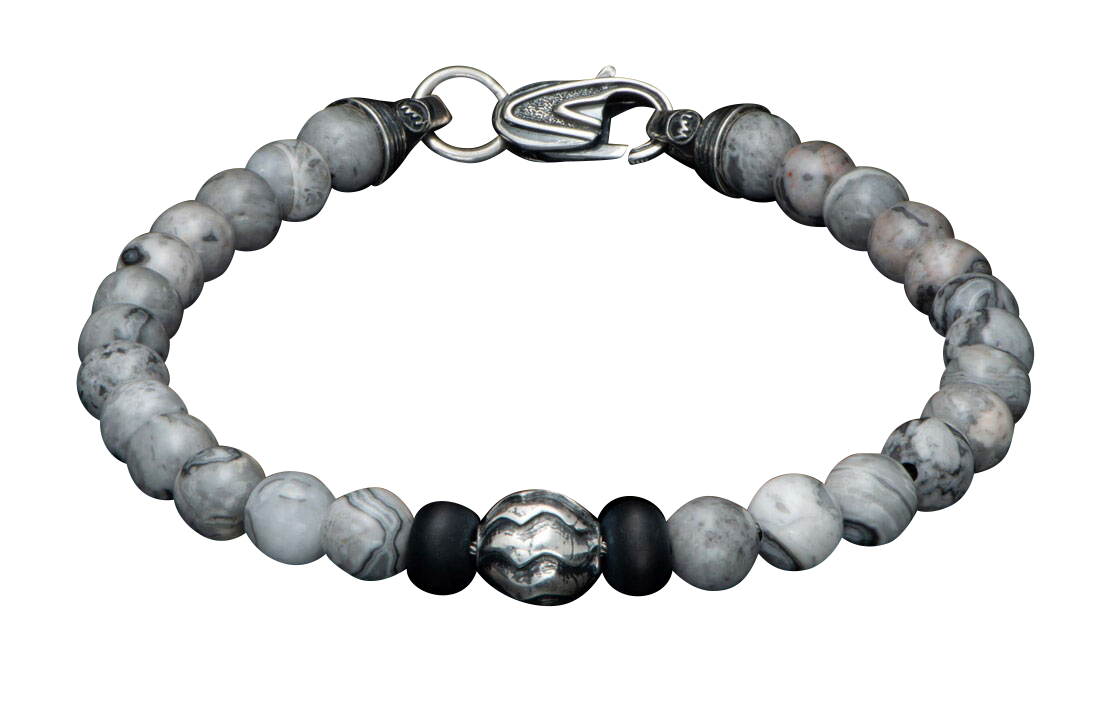 William Henry Brookings Silver Agate Bracelet