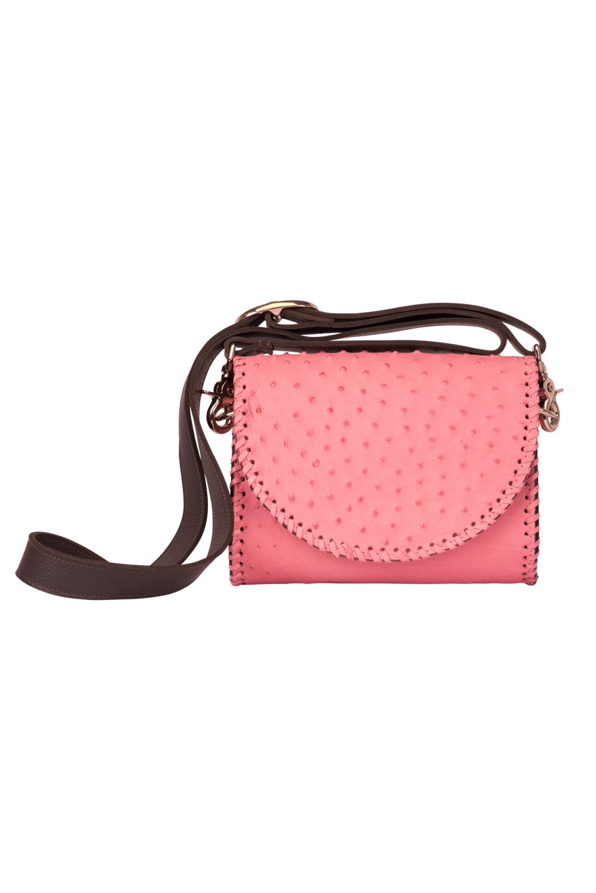 Juan Antonio Full Quill Pink Ostrich Bag
