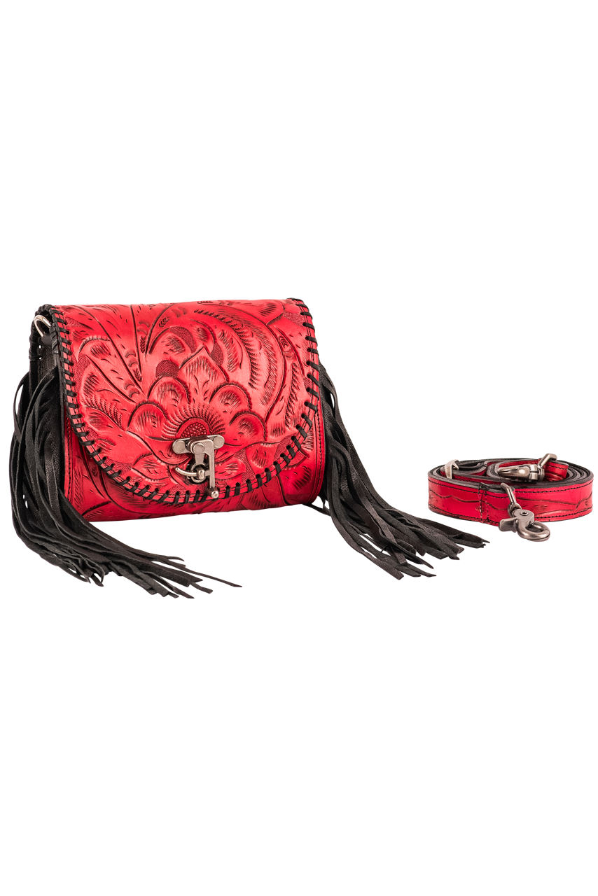 Juan Antonio Red Fringe Crossbody Bag