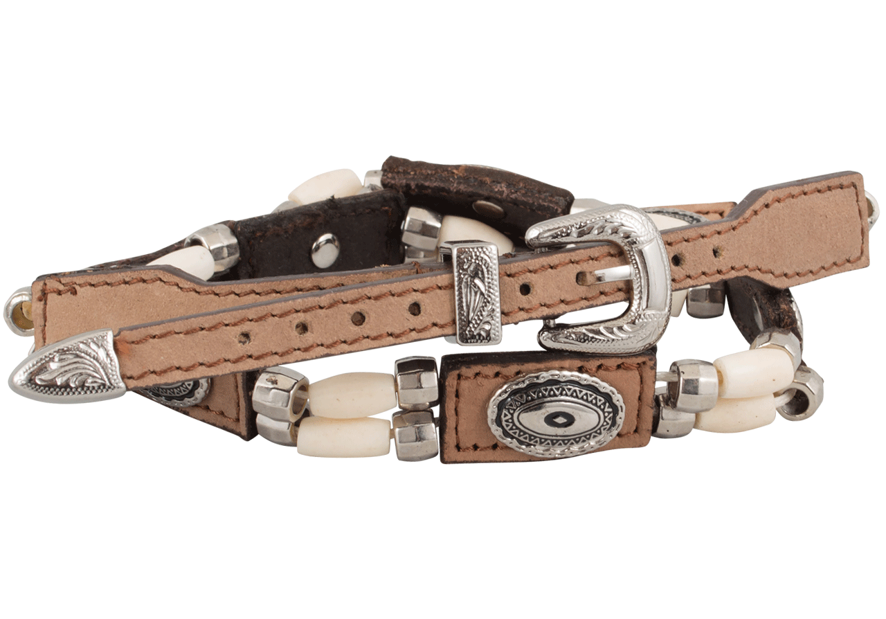 M&F Western Leather & Bone Beaded Hat Band