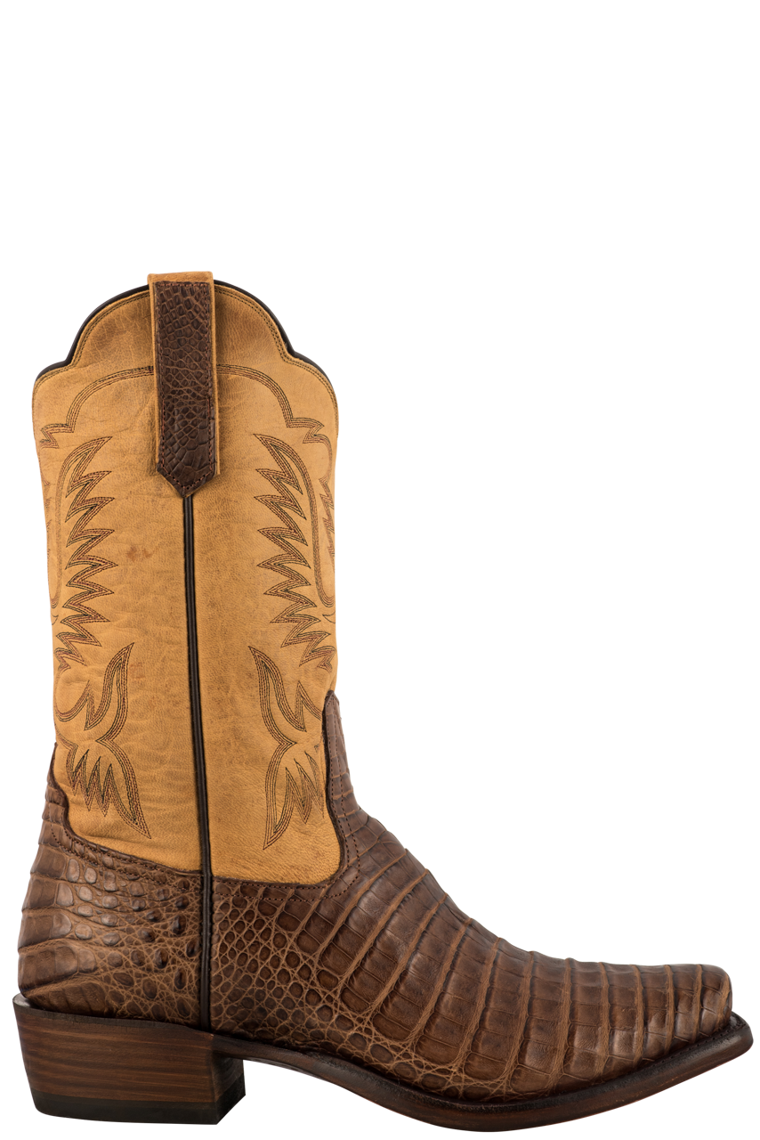 Rios of Mercedes Suave Caiman Belly Cowboy Boots - Chocolate